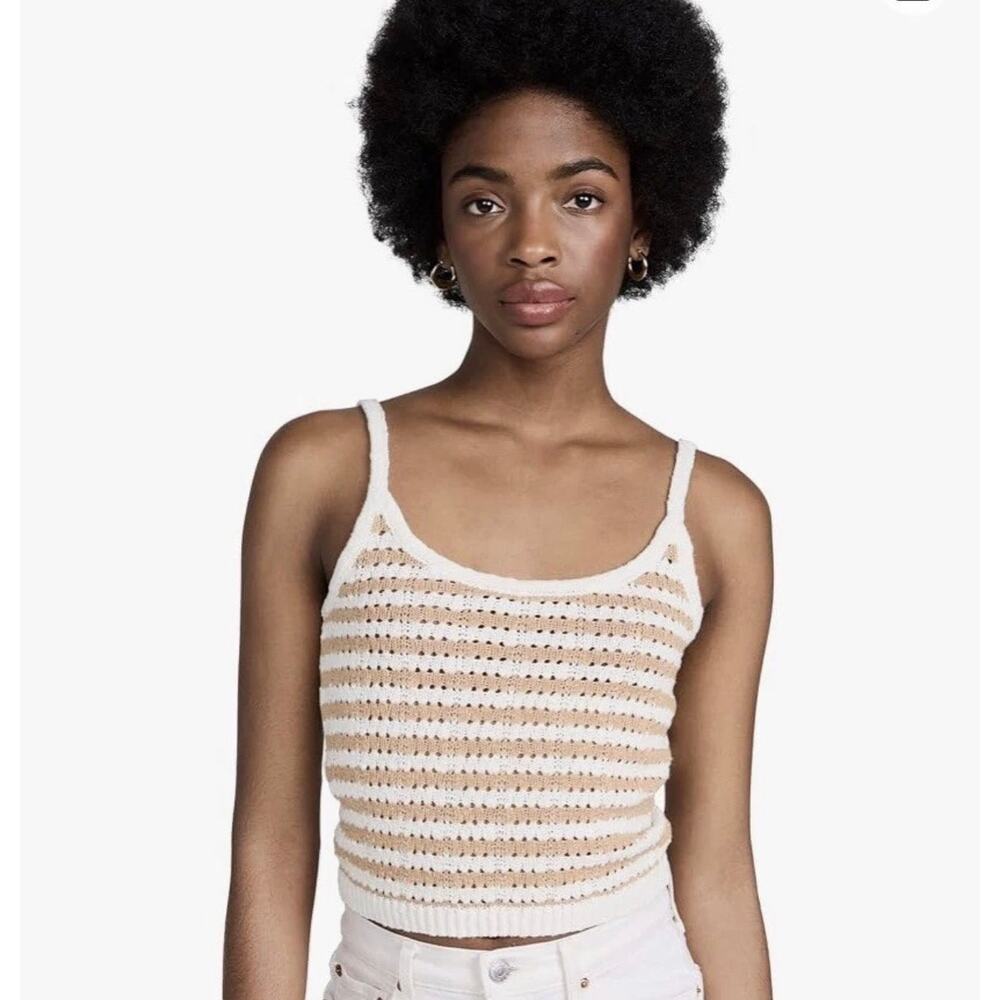 Madewell Cream and Tan Crochet Tank Top